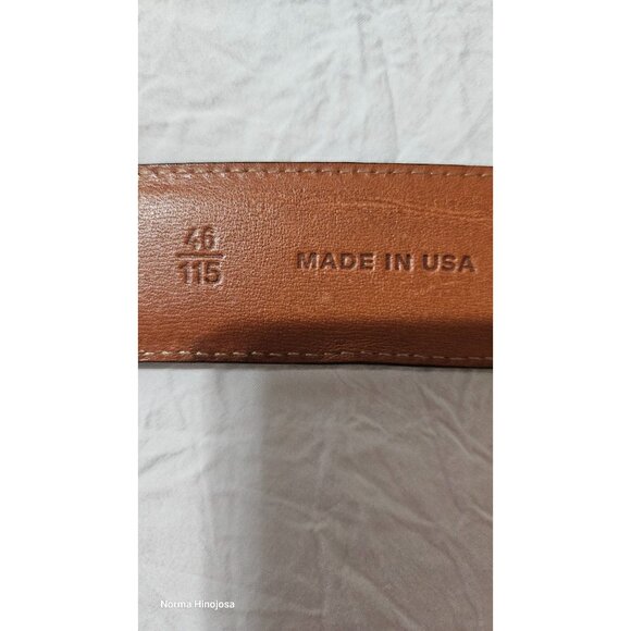 Mens Leather Perforated Belt With Silver Buckle Size 46/115 Made In USA Dark Bro - Picture 6 of 10